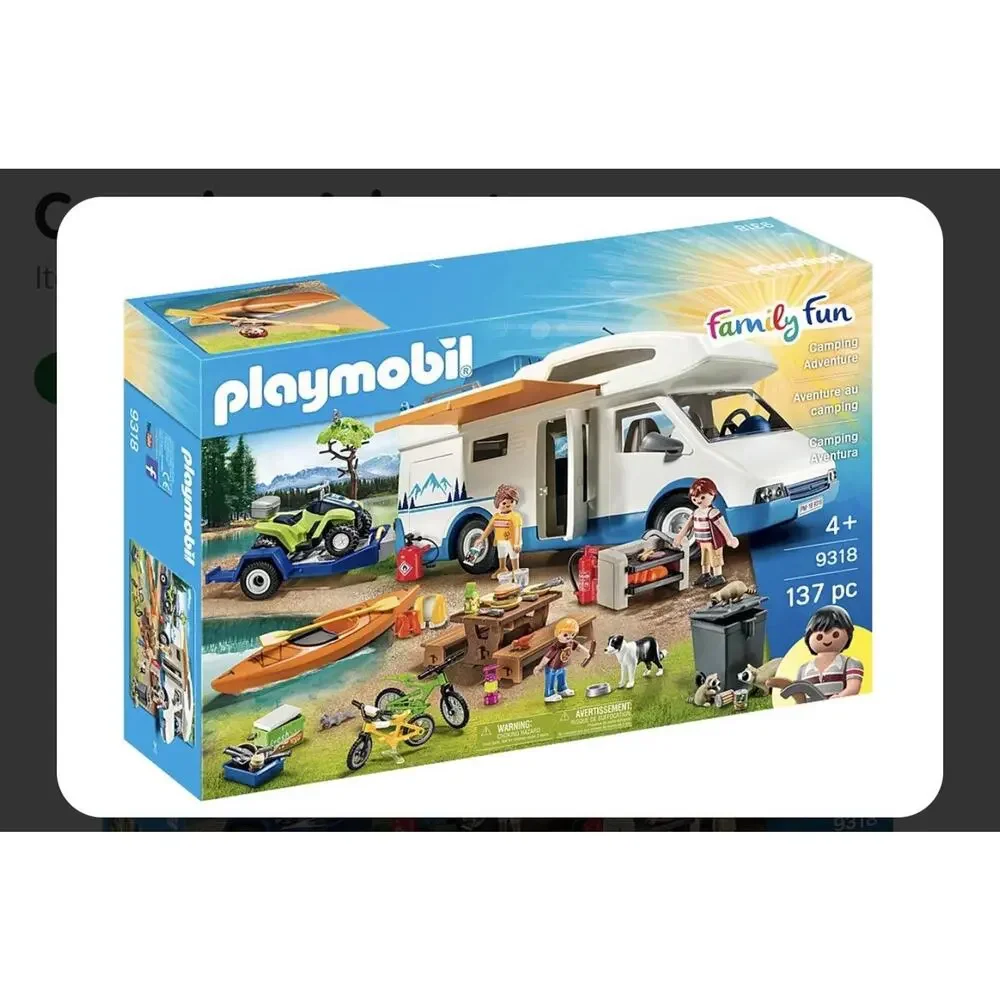 PLAYMOBIL 9318 Camping Adventure RV Camper ATV Kayak Figures Set Lot VTG